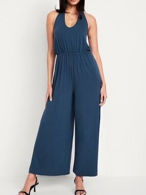 Old Navy Teal-Blue Sleeveless Wide-Leg Jumpsuit